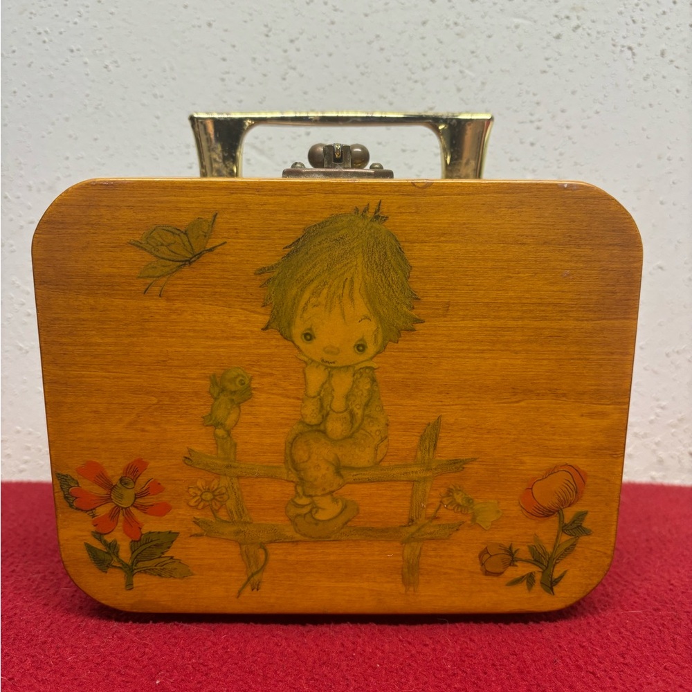 Vintage Betsey Clark Decoupage Wood Box Purse